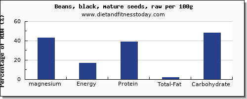 magnesium and nutrition facts in black beans per 100g